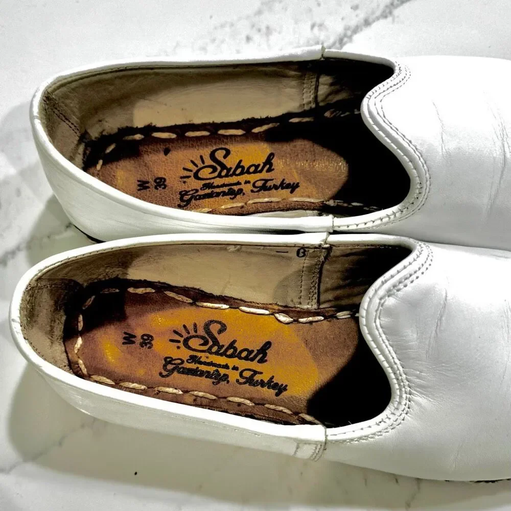 Sabah Handmade Slip On Loafers. White. Size Women’s 39/US9